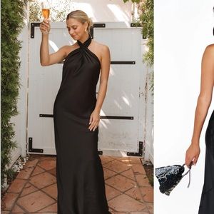 Black Jasmine Maxi Halter Dress